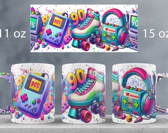 90s mug wrap design | Retro mug sublimation png