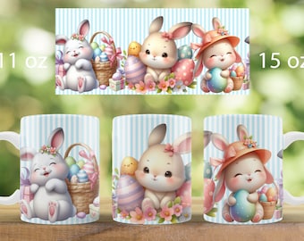 Easter mug wrap design Easter bunny mug sublimation png