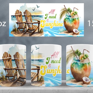 Summer mug wrap design Beach truck mug sublimation png