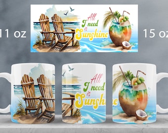 Summer mug wrap design Beach truck mug sublimation png