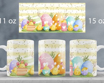 Easter mug wrap design Easter bunny mug sublimation png