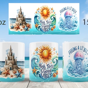 Summer mug wrap design | Beach mug sublimation png