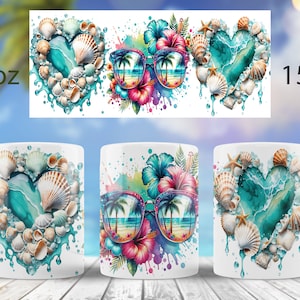 Summer mug wrap design Beach truck mug sublimation png