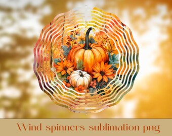Floral Pumpkin Wind Spinner Sublimation Design (PNG)