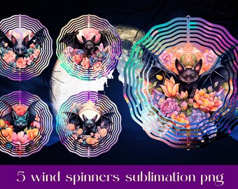 Spooky Bat Halloween Wind Spinner Sublimation Bundle (PNG)
