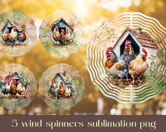 Farmhouse Chicken Wind Spinner Sublimation Design (PNG)
