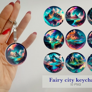 Fairy landscape bundle Keychain Sublimation png design