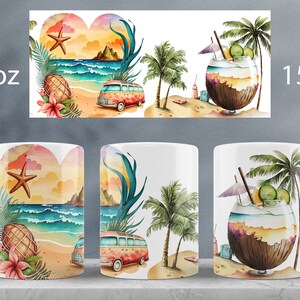 Summer mug wrap design Beach truck mug sublimation png