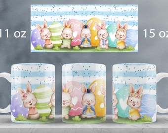 Easter mug wrap design Easter bunny mug sublimation png
