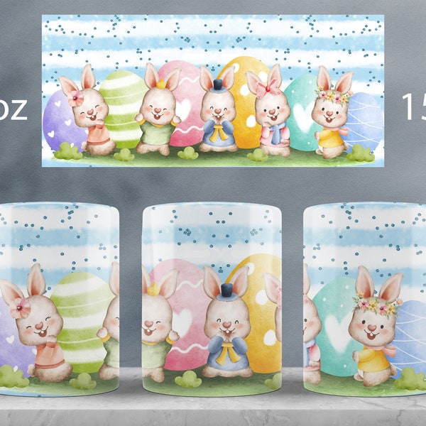Easter mug wrap design Easter bunny mug sublimation png