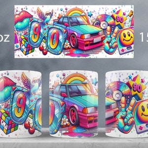 90s mug wrap design | Retro mug sublimation png