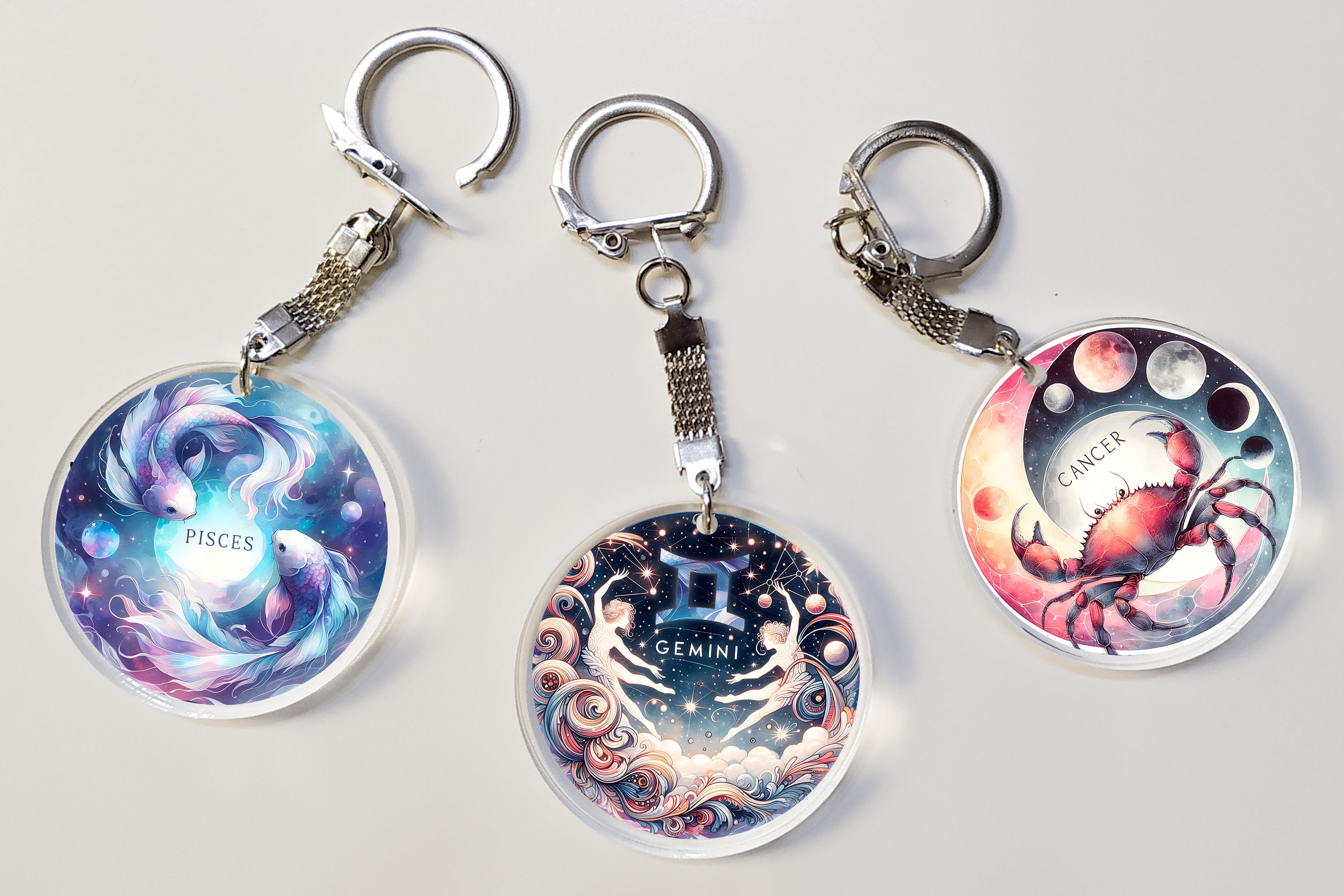 Zodiac Sign Keychain Sublimation | Astrology Keychains PNG Design ...