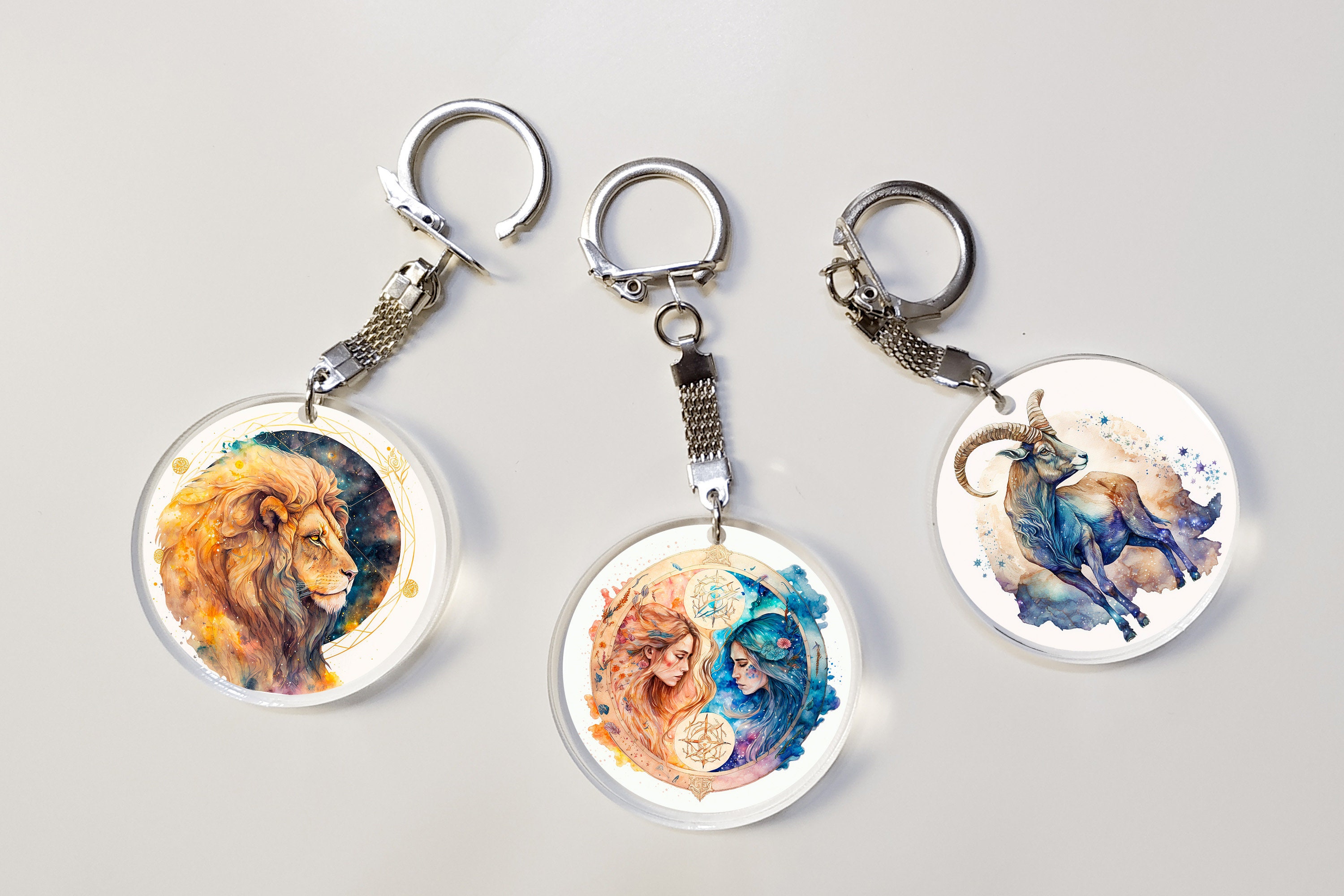 Zodiac Sign Keychain Bundle Astrology Keychain Sublimation Png Design ...