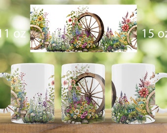 Spring mug wrap design Garten boots mug sublimation png