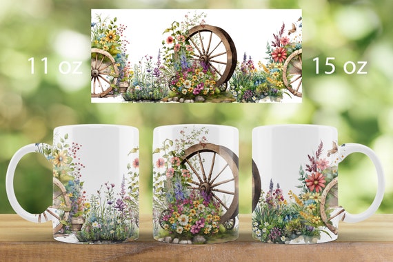 Spring mug wrap design Garten boots mug sublimation png