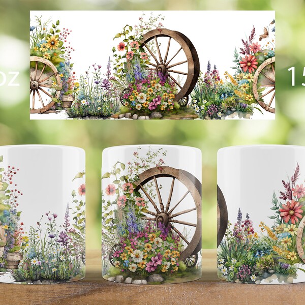 Spring mug wrap design Garten boots mug sublimation png