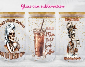 Funny Mom Life Glass Can Wrap: 16oz Libby Design (PNG)