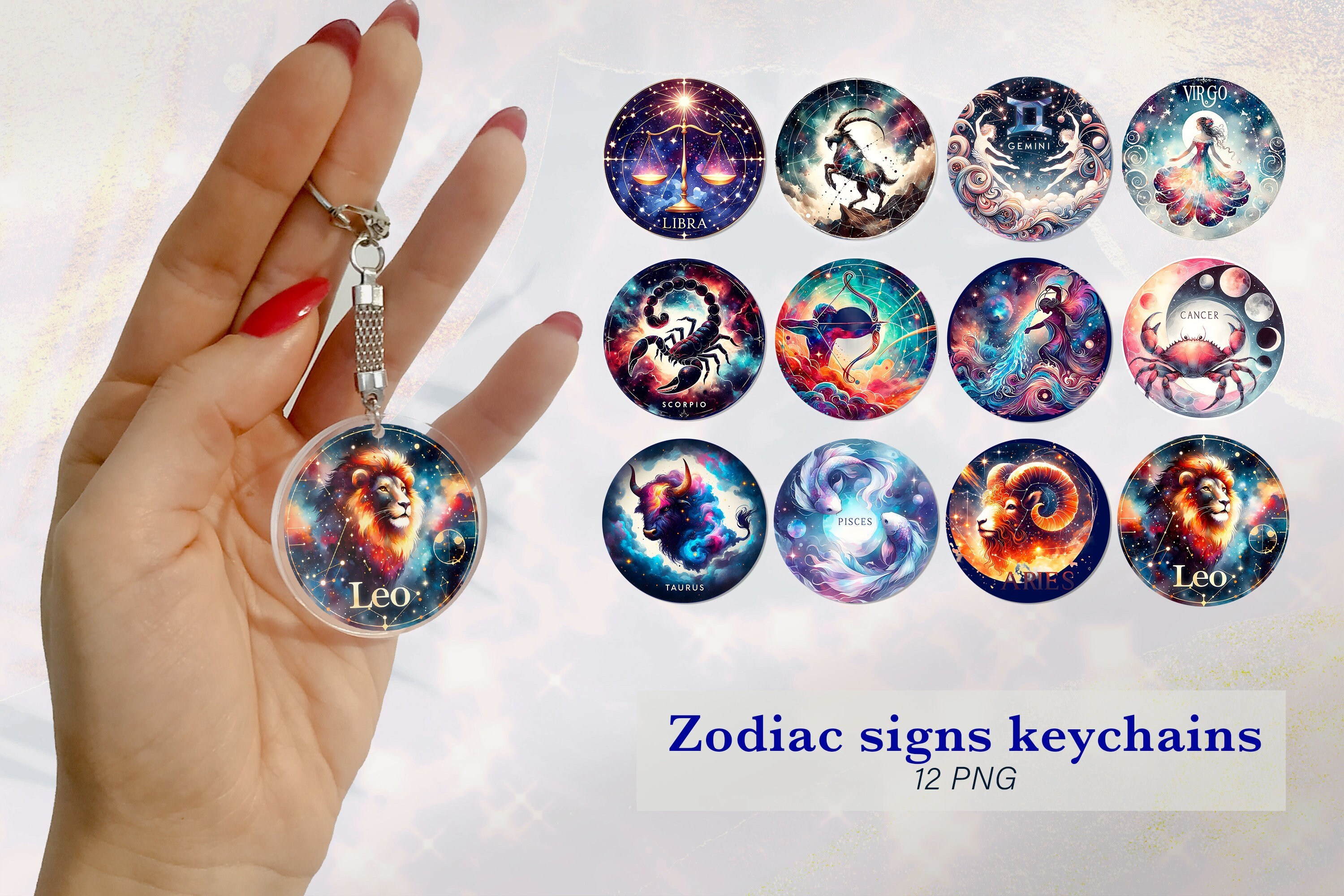 Portachiavi in acciaio inossidabile con segno zodiacale Capricorno per uomo e donna, 12 costellazioni, talismano astrologico, ciondolo, gioielli