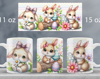 Easter mug wrap design Easter bunny mug sublimation png
