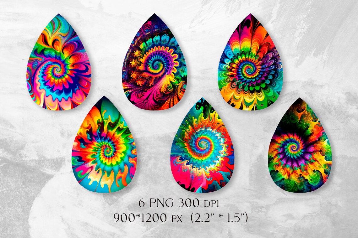 Tie Dye Earring Sublimation Rainbow Teardrop Earrings Design Etsy