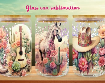 Western glass can wrap  | Cowboy libbey can sublimation