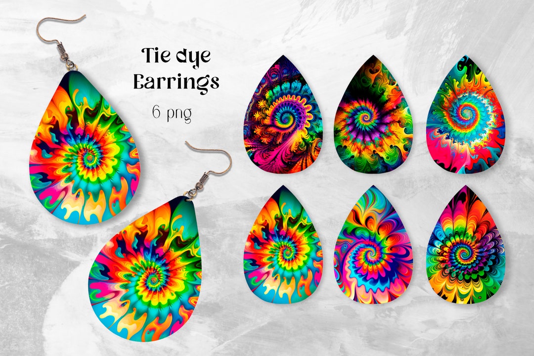 Tie Dye Earring Sublimation Rainbow Teardrop Earrings Design Etsy