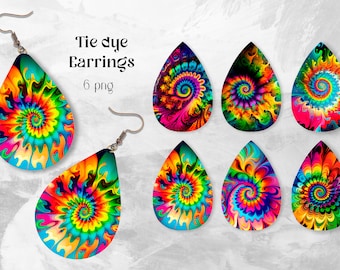 Tie dye earring sublimation Rainbow Teardrop earrings design