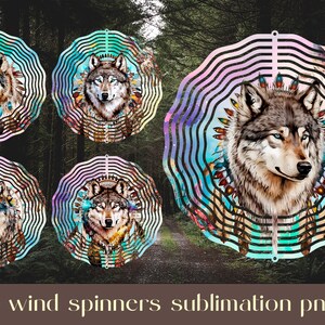 Wolf wind spinner sublimation Wild animal design png