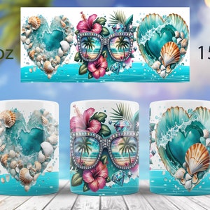 Summer mug wrap design Beach truck mug sublimation png