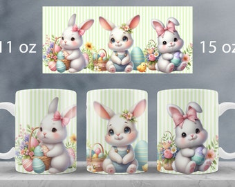 Easter mug wrap design Easter bunny mug sublimation png