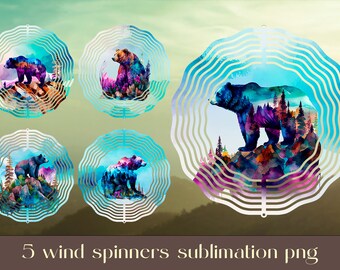 Bear wind spinner sublimation Floral animal design