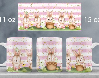 Easter mug wrap design Easter bunny mug sublimation png