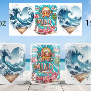 Summer mug wrap design Beach truck mug sublimation png