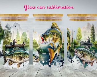Fishing glass can wrap | Fish libbey can sublimation