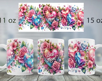 Floral Mother's Day Mug Wrap Design (PNG Digital Download)