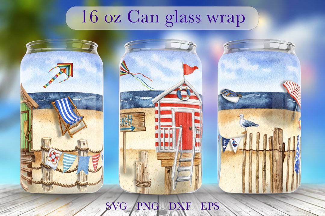 Summer Libbey Glass Can Wrap PNG Design Beach Sublimation - Etsy