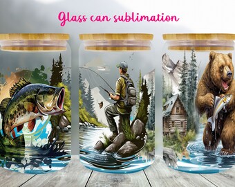 Fishing glass can wrap | Fish libbey can sublimation