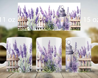 Lavender mug wrap design | Floral mug sublimation png