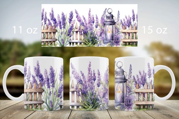 Lavender mug wrap design | Floral mug sublimation png
