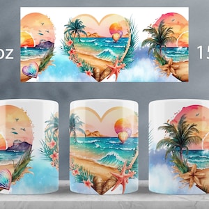 Summer mug wrap design Beach truck mug sublimation png