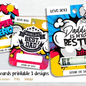 День отца Деньги держатель PNG Bundle 5 Conception de cartes imprimables