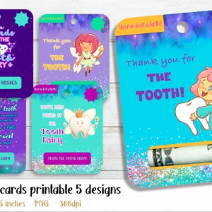 Conception de carte d'argent de fée des dents à imprimer pour les enfants
