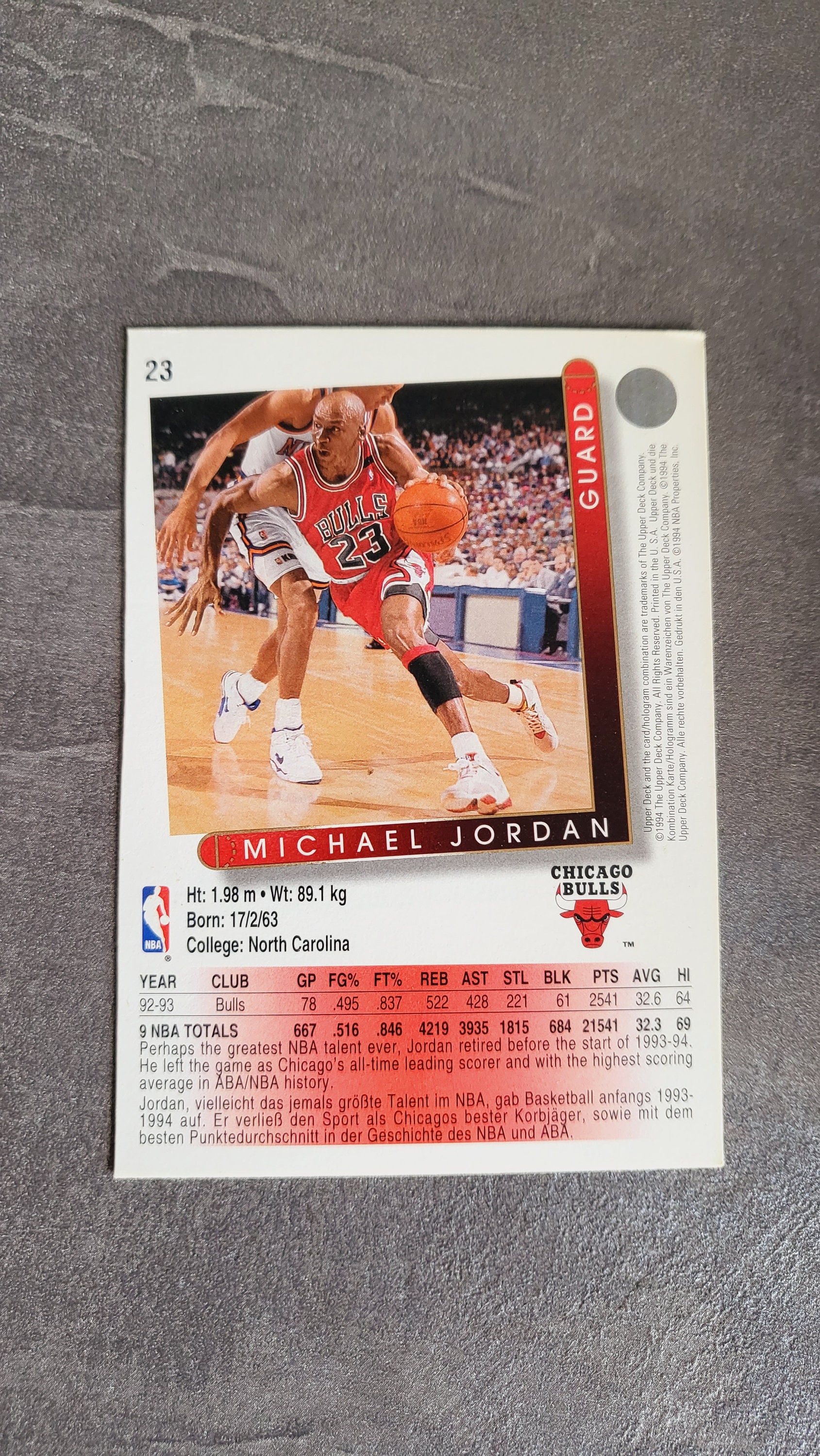 Michael Jordan 1993-94 Upper Deck Trading Card #23 (Mint) | eBay