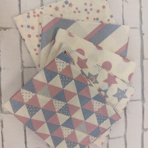 Roze en grijs metallic geometrisch 5-delig fat quarter stoffenpakket