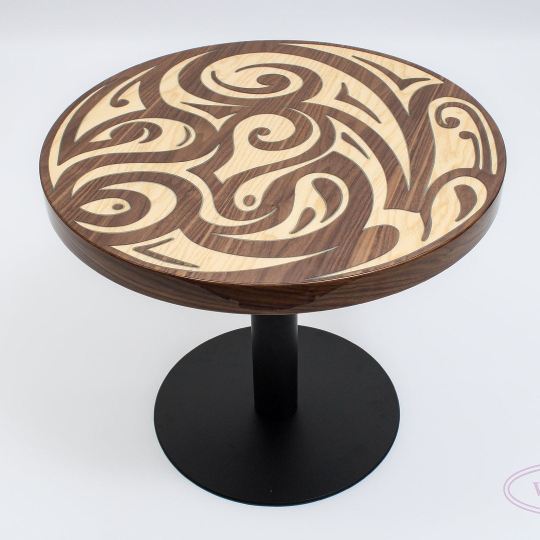 Luminescence Wood Round Coffee Table, Modern Coffee Table as Couch