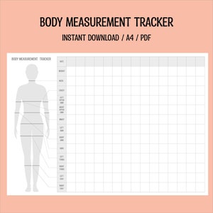 Afdrukbare tracker voor lichaamsmetingen voor vrouwen, tracker voor gewichtsverlies, wekelijkse fitnessplanner, gezondheidsdagboek, instant download, PDF van hoge kwaliteit
