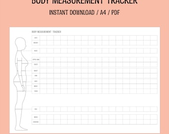 Printable Women Body Measurement Tracker, Weight Loss Tracker, Weekly Fitness Planner, Health Journal, Instant Download, High Quality PDF
