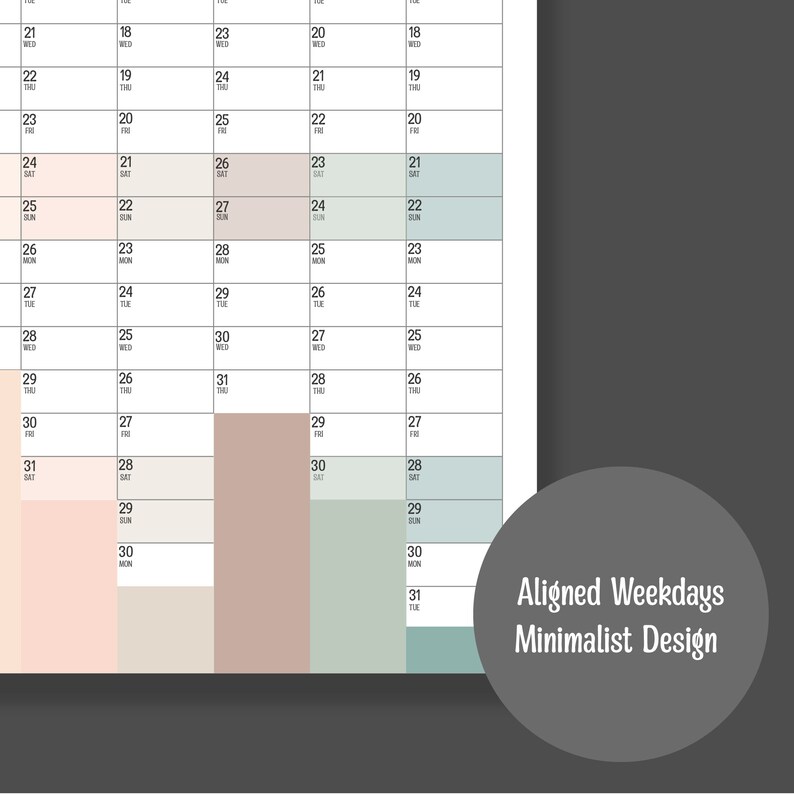 2024 vertical full year wall planner printable pdf a4 a3 a2 a1