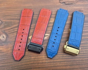 Leather with Rubber Strap for Hublot Big Bang/Classic Fusion Series Watch - 25x17mm/25x19mm