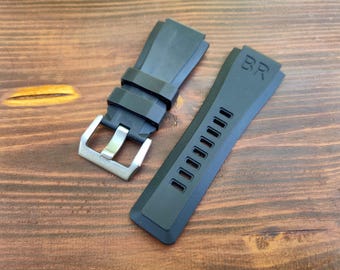 Bracelet en caoutchouc noir pour montre Bell & Ross BR01/BR03 - 33 x 24 mm